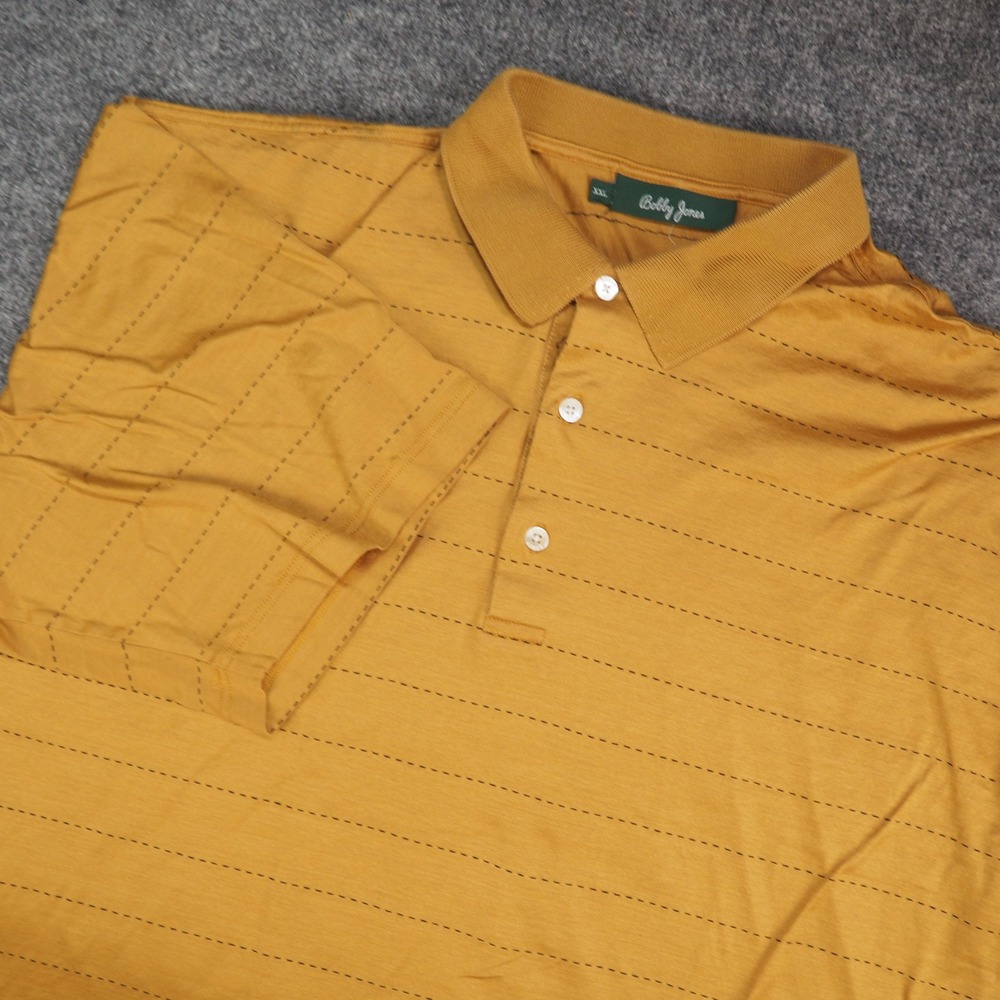 Bobby Jones Polo Mens XXL Short Sleeve Gold Striped Golf Shirt Sporty Preppy